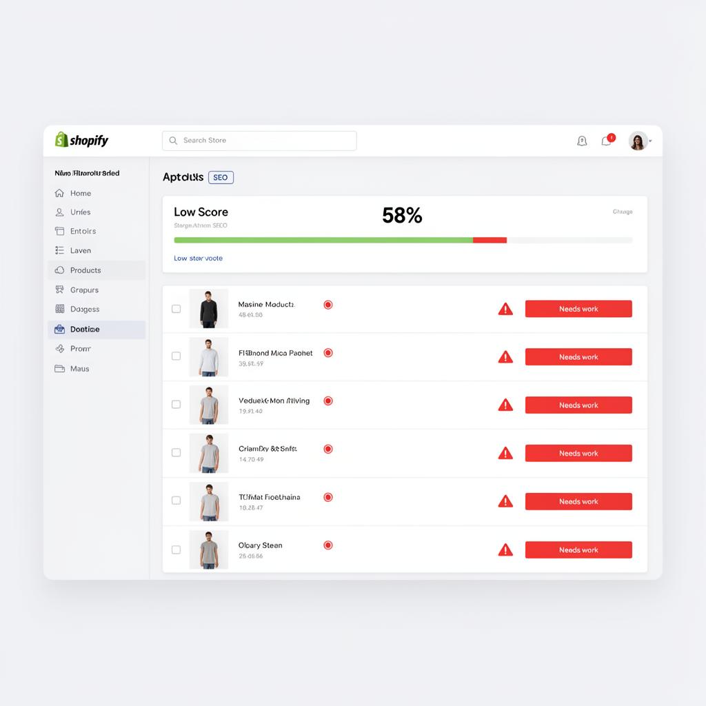 Product SEO Score Improvement before optimization